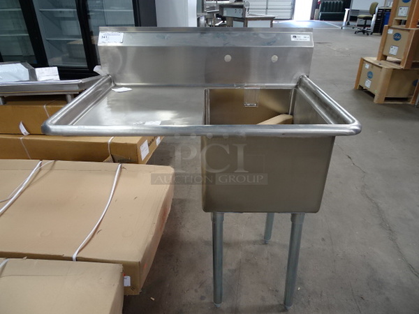 AMAZING! Brand New John Boos Model E1S8-1620-12L18 Commercial Stainless Steel 1 Compartment  Sink With 9 3/4” H Boxed Backsplash, Galvanized Legs Still In The Box And Adjustable Plastic Bullet Feet. 36.5x25.5x43.75