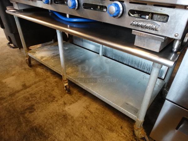 Stainless Steel Commercial Table w/ Metal Undershelf on Commercial Casters. 72x30x31