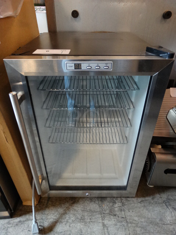 NICE! Summit Model SCR312L Stainless Steel Commercial Countertop Mini Cooler Merchandiser w/ Poly Coated Racks. 115 Volts, 1 Phase. 17x19x26. Tested and Working!