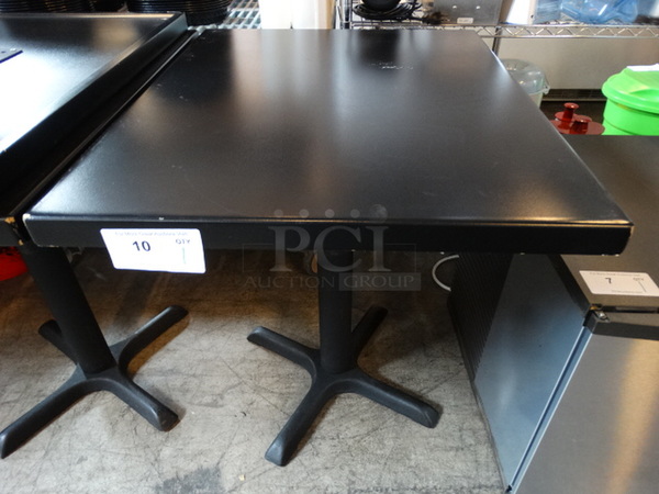 Black Tabletop on Black Metal Table Base. Stock Picture - Cosmetic Condition May Vary. 24x30x30