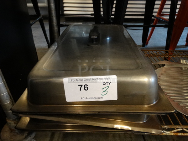 3 Stainless Steel Commercial Lids. 13x21x4. 3 Times Your Bid!