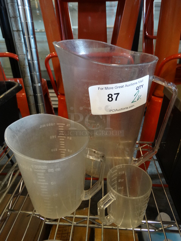 3 Various Poly Clear Pitchers. Includes 10x7x11. 3 Times Your Bid!