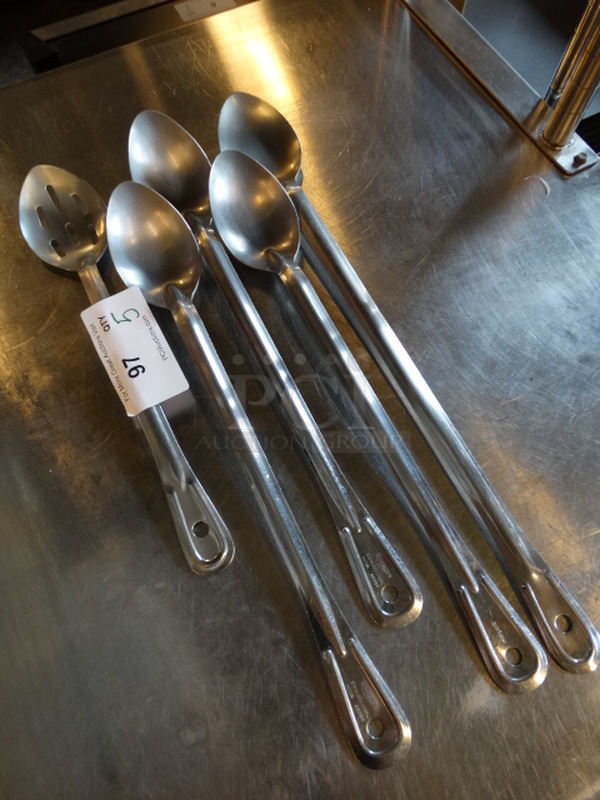 5 Metal Serving Spoons; 1 Straining. 15-21
