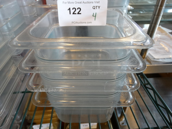 4 Cambro Poly Clear 1/6 Size Drop In Bins. 1/6x4. 4 Times Your Bid!