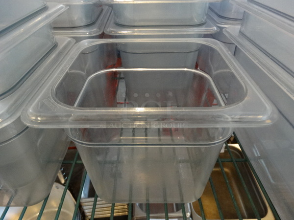 7 Cambro Poly Clear 1/6 Size Drop In Bins. 1/6x6. 7 Times Your Bid!
