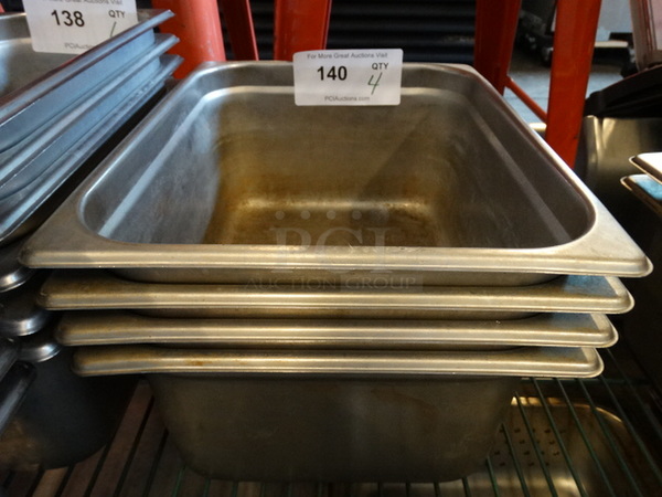 4 Stainless Steel 1/2 Size Drop In Bins. 1/2x6. 4 Times Your Bid!
