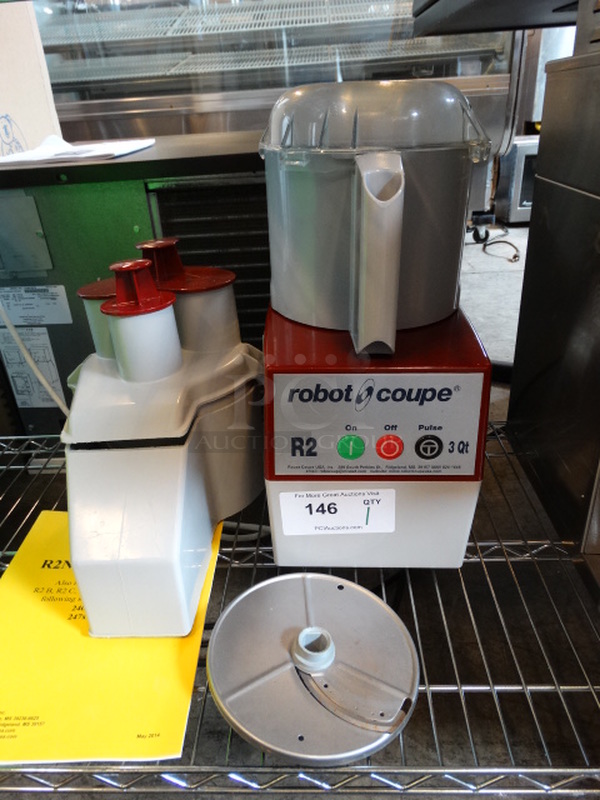WOW! Robot Coupe Model R2N Commercial Countertop Food Processor w/ S Blade, Slicing Blade, Grating Blade and Extra Top. 120 Volts, 1 Phase. 7x12x18. Tested and Working!