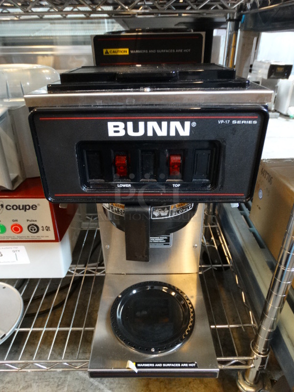 NICE! 2014 Bunn Model VP17-2 Stainless Steel Commercial Countertop 2 Burner Coffee Machine. 120 Volts, 1 Phase. 8x18x19 