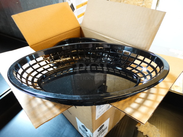 36 BRAND NEW IN BOX! Black Poly Food Baskets. 11.5x9x2. 36 Times Your Bid!