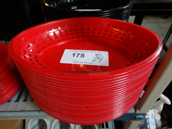 24 Red Poly Food Baskets. 11.5x9x2. 24 Times Your Bid!