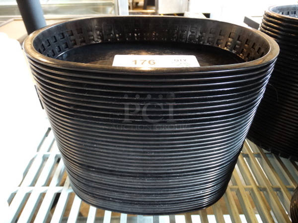 38 Black Poly Food Baskets. 10.5x7x2. 38 Times Your Bid!