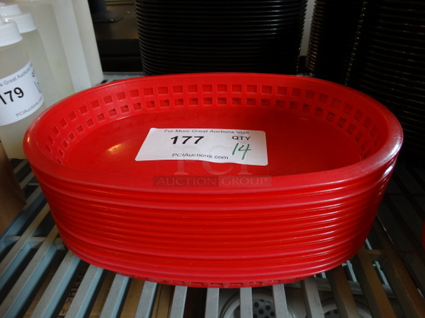 14 Red Poly Food Baskets. 10.5x7x2. 14 Times Your Bid!