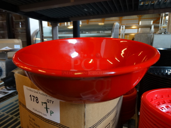 7 BRAND NEW IN BOX! Red Poly Bowls. 7.5x7.5x3. 7 Times Your Bid!