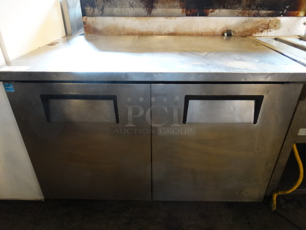 NICE! 2013 True Model TUC-48 ENERGY STAR Stainless Steel Commercial 2 Door Worktop Cooler on Commercial Casters. 115 Volts, 1 Phase. 48x30x36. Tested and Powers On But Does Not Get Cold