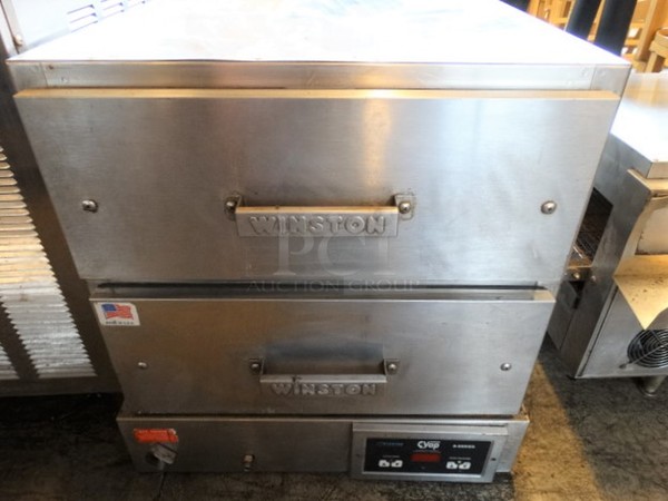 NICE! 2009 Winston Model HBB0D2GE B Series CVap Stainless Steel Commercial 2 Drawer Warmer. 120 Volts, 1 Phase. 24x27x25. Cannot Test - Unit Needs a New Plug Head