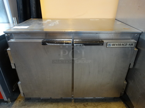 NICE! Beverage Air Model UCR34 Stainless Steel Commercial 2 Door Undercounter Cooler. 115 Volts, 1 Phase. 34x23x26. Cannot Test Due To Cut Cord