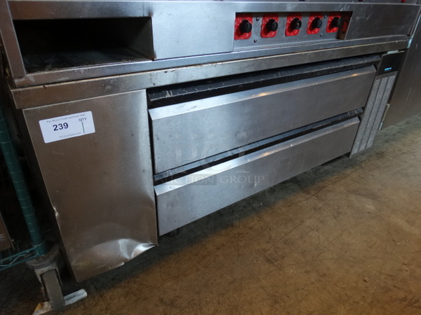 NICE! Silver King Stainless Steel Commercial 2 Drawer Chef Base on Commercial Casters. 115 Volts, 1 Phase. 60x32x26.5. Tested and Working!