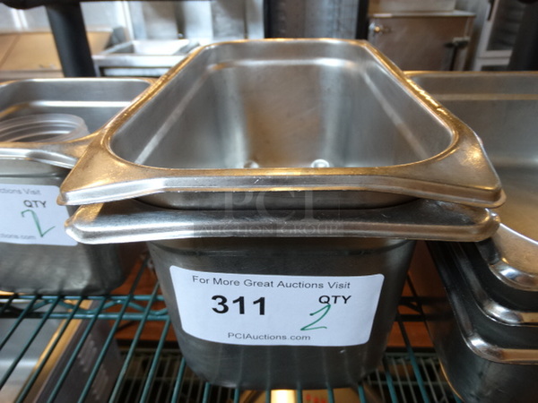 2 Stainless Steel 1/3 Size Drop In Bins. 1/3x6. 2 Times Your Bid!