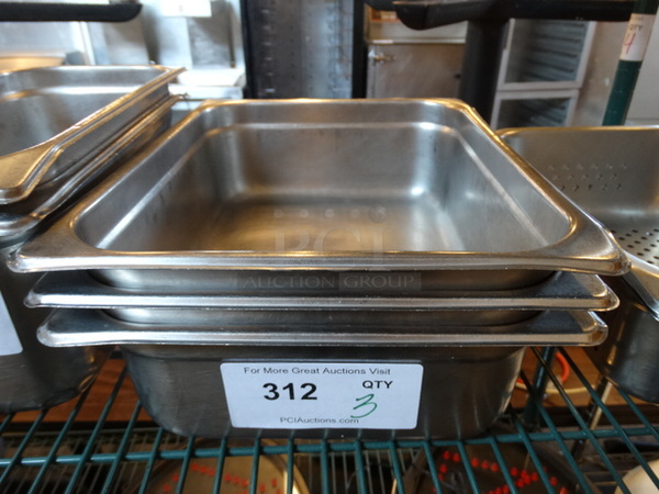 3 Stainless Steel 1/2 Size Drop In Bins. 1/2x4. 3 Times Your Bid!