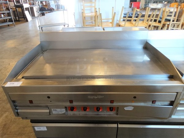 STUNNING! MagiKitch'n Stainless Steel Commercial Countertop Natural Gas Powered Chrome Flat Top Griddle w/ Thermostatic Controls. 48x32x21