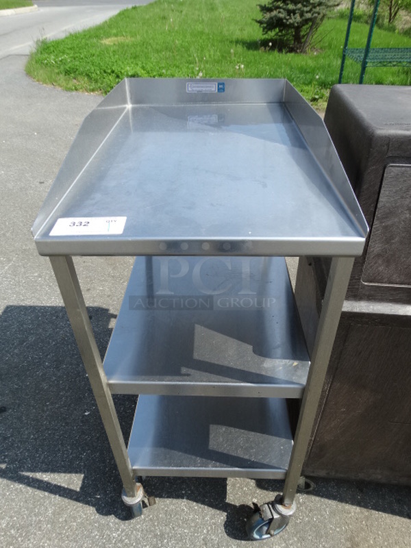 Stainless Steel Table w/ 2 Stainless Steel Undershelves on Commercial Casters. 18x30x41.5