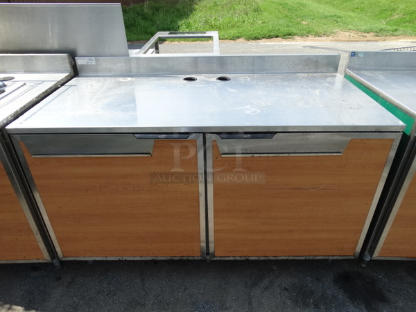 Duke Model SUB-P-60M Stainless Steel Commercial Counter w/ 2 Wood Pattern Doors. 60x30x40