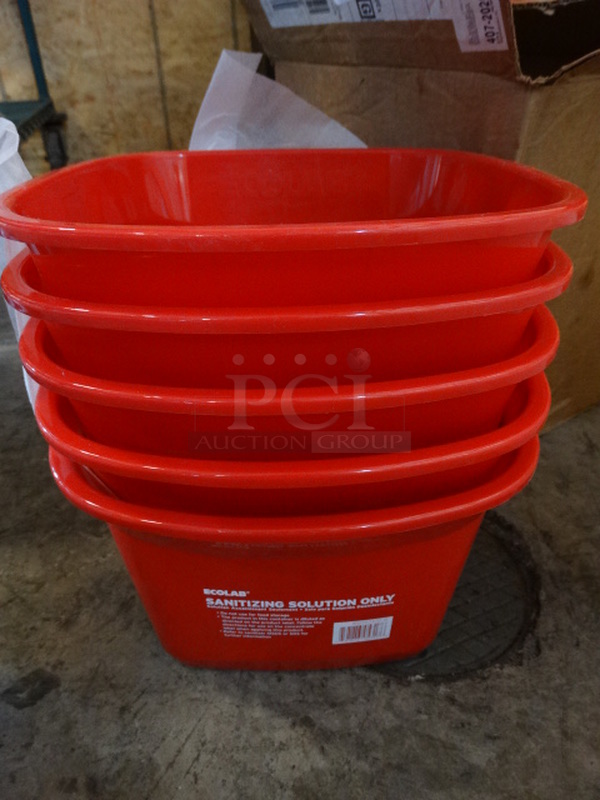 5 BRAND NEW IN BOX! Red Poly Bins. 10x10x7. 5 Times Your Bid!