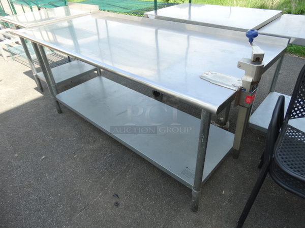 Stainless Steel Table w/ Commercial Can Opener, Mount and Undershelf. 72x30x35