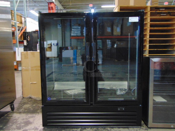 WOW! BRAND NEW SG Merchandising Solutions Model DD-20 Commercial Stainless Steel Electric Double Glass Door Cooler . 115 Volt 46.5x23x54.25 Tested And Working. 