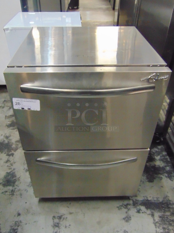 WOAH! BRAND NEW Glaros Model UCD5-SSDD Commercial Stainless Steel Electric Below Freezing Double Drawer Beer Froster. 110 Volt 23.75x25.25x34 Tested And Working