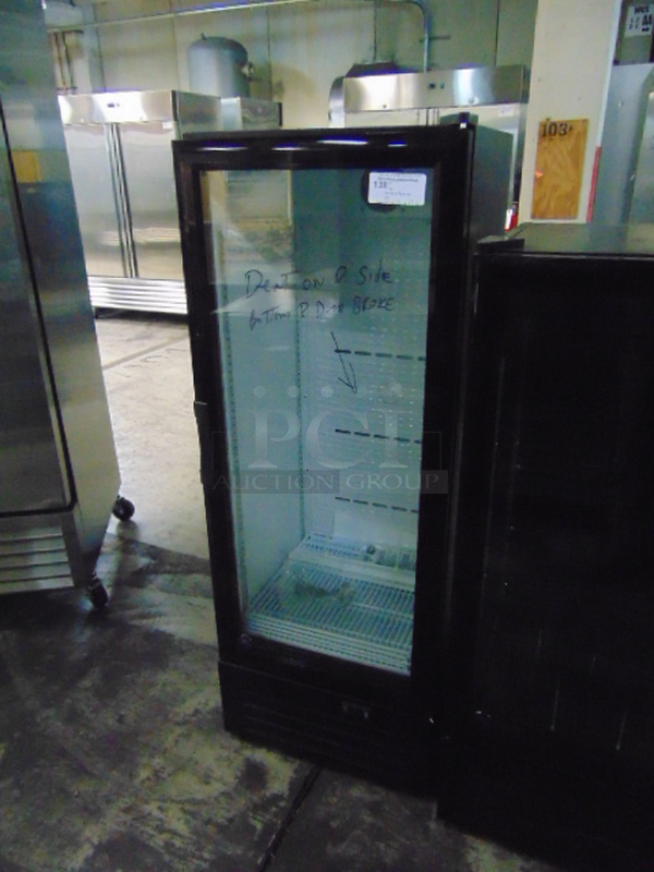 NICE! SG Merchandising Model SD-12 Commercial Electric Single Glass Door Cooler. 110 Volt 23x23x62 Tested And Working.