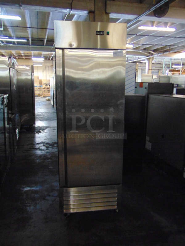 BEAUTIFUL! BRAND NEW SG Merchandising Model SD23-SDSS Commercial Stainless Steel Electric Single Door Freezer On Commercial Casters. 115 Volt 27x32.25x83 Tested And Working