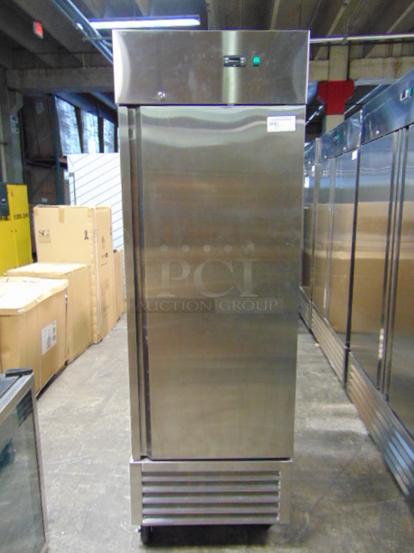 WOAH! BRAND NEW SG Merchandising Model SD23-SDSS Commercial Stainless Steel Electric Single Door Freezer On Commercial Casters. 115 Volt 27x32.25x83 Tested And Working 