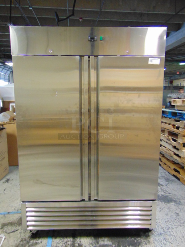 AMAZING! BRAND NEW SG Merchandising Model DD49-SDSS Commercial Stainless Steel Electric Double Door Freezer On Commercial Casters. 115 Volt 54x32.25x83 Tested And Working