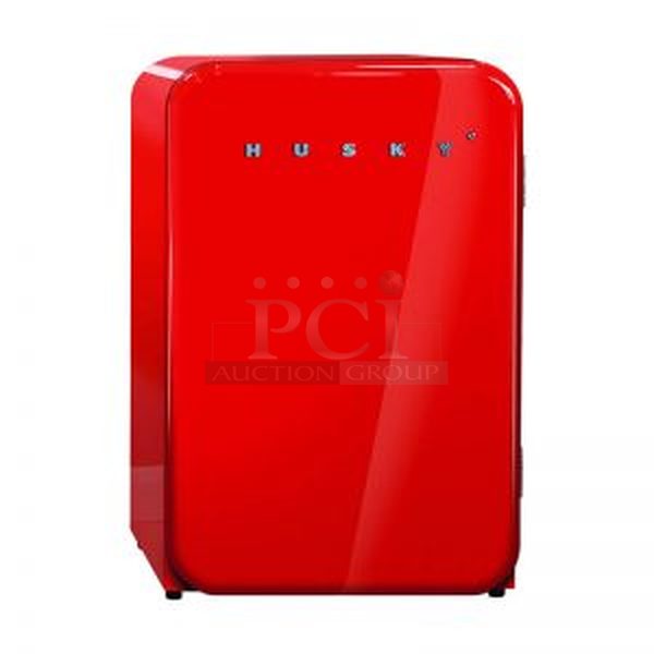 STILL IN THE BOX! BRAND NEW SG Merchandising Model RCH05-R Commercial Electric Husky Red Retro Style Single Door Cooler. Stock Photo, Cosmetic Differences May Occur 22x21.6x33