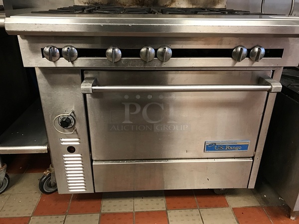 U.S. Range C836-6 36" Heavy Duty 6 Burner Range With Standard Oven And Salamander Grill Natural Gas, Tested & Working! - Image 5 of 7