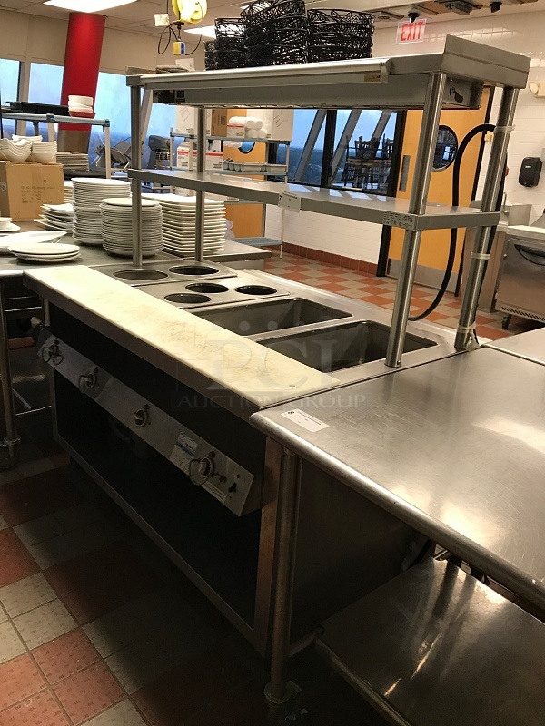 Duke DC-TEHF60SSM Thurmaduke 4 Well Steam Unit, 2 Duke Steam Table Adapter Plates 208V 1Ph & Duke Over Shelf w/ Heat Lamp. DC-Double Overshelf, 120V 1Ph, Tested & Working! - Image 1 of 7
