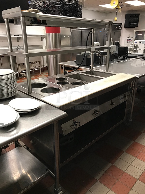 Duke DC-TEHF60SSM Thurmaduke 4 Well Steam Unit, 2 Duke Steam Table Adapter Plates 208V 1Ph & Duke Over Shelf w/ Heat Lamp. DC-Double Overshelf, 120V 1Ph, Tested & Working! - Image 2 of 7