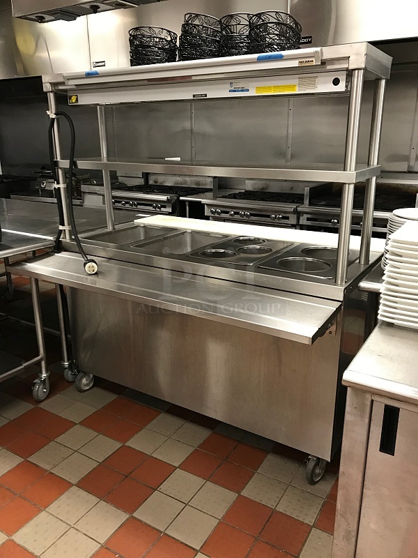 Duke DC-TEHF60SSM Thurmaduke 4 Well Steam Unit, 2 Duke Steam Table Adapter Plates 208V 1Ph & Duke Over Shelf w/ Heat Lamp. DC-Double Overshelf, 120V 1Ph, Tested & Working! - Image 3 of 7