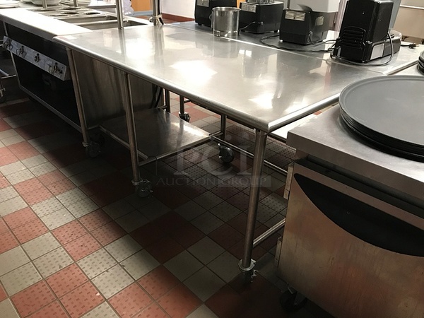 Commercial Stainless Steel Table with Left Hand Half Under Shelf on Casters - Image 2 of 2