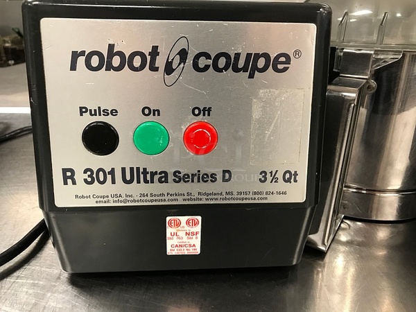 Robot Coupe R301 Ultra Series D 3 1/2 Qt Food Processor w/ Extra Bowl, 115v 1ph, Tested & Working! (See Video) - Image 2 of 3