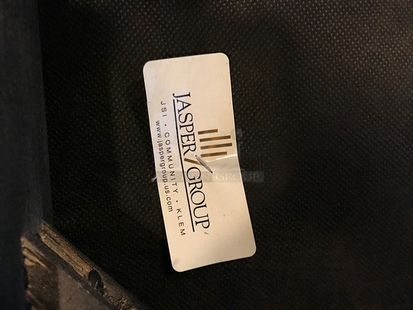 Falcon Black Square Dining Table w/ Four Jasper Group Wooden Dining Chairs w/ Vinyl Padded Seats - Image 3 of 4