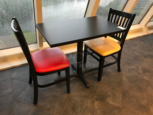  Falcon Black rectangle Dining Table w/ Two Jasper Group Wooden Dining Chairs w/ Vinyl Padded Seats - Image 2 of 2