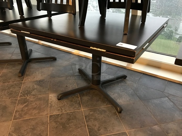 Falcon Black Round Drop Leaf Dining Table w/ Four Jasper Group Wooden Dining Chairs w/ Vinyl Padded Seats - Image 3 of 3