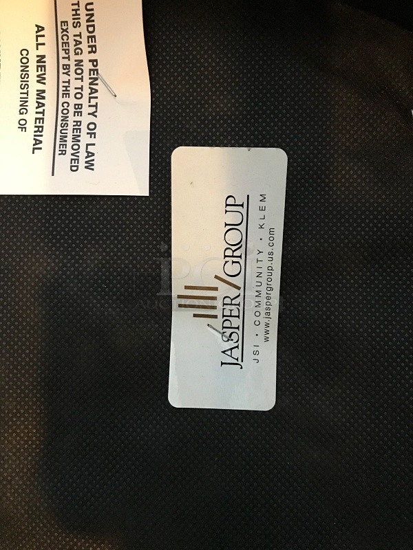 6 Jasper Group Wooden Dining Chairs w/ Yellow Vinyl Padded Seats - Image 2 of 2