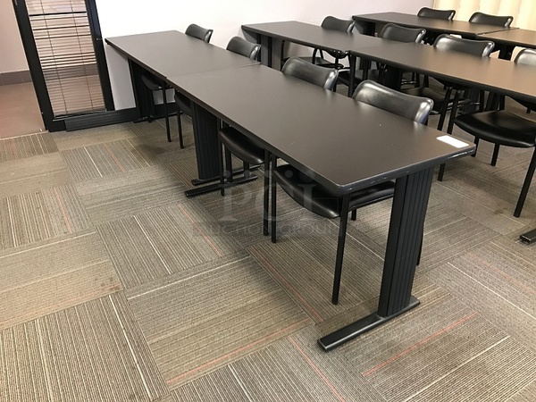 Two Black Desks & Four Herman Miller Stackable Chairs - Image 1 of 3