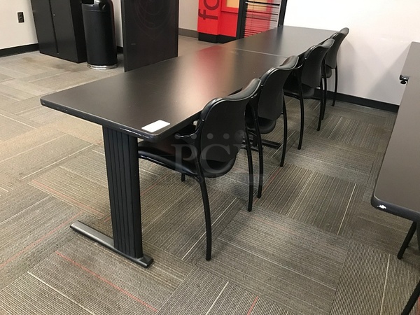 Two Black Desks & Four Herman Miller Stackable Chairs - Image 2 of 3