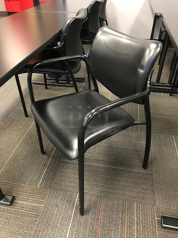 (2) Black Laminated Wooden Desks w/ 4 Herman Miller Vinyl Task Chairs - Image 3 of 4