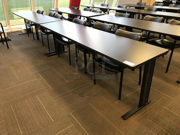 Two Black Desks & Six Herman Miller Stackable Chairs - Image 2 of 4