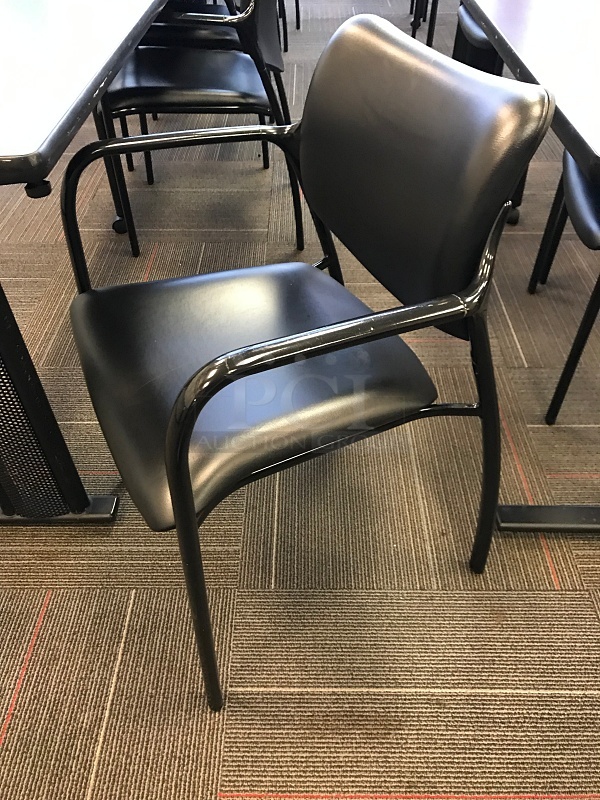Two Black Laminated Wooden Desks w/ 6 Herman Miller Task Chairs - Image 3 of 4